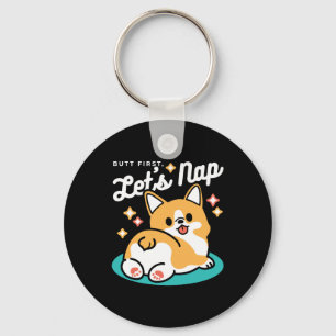 Corgi Butt och Nap Vibes - Cute Sleeping Hund Nyckelring