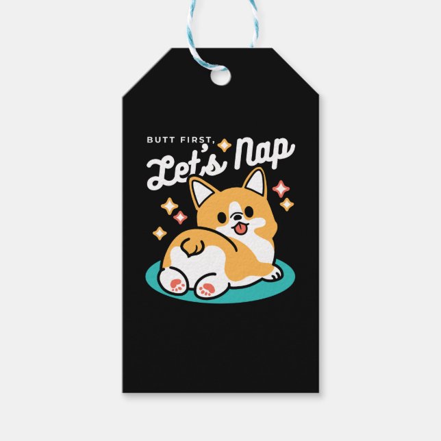 Corgi Butt och Nap Vibes - Cute Sleeping Hund Presentetikett (Framsidan)