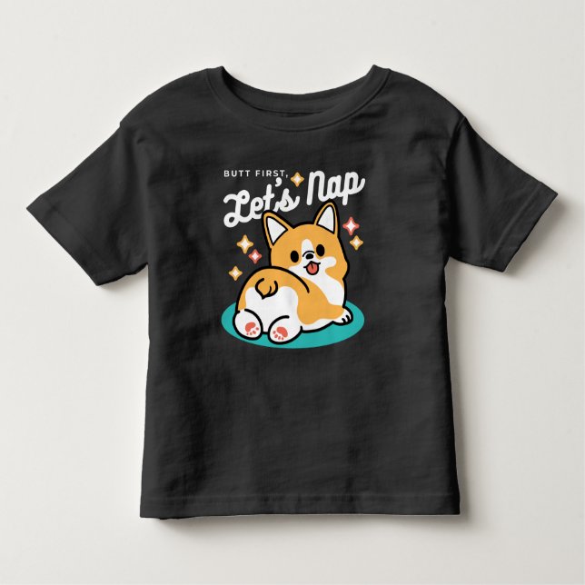Corgi Butt och Nap Vibes - Cute Sleeping Hund T Shirt (Framsida)