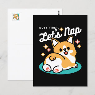 Corgi Butt och Nap Vibes - Cute Sleeping Hund Vykort