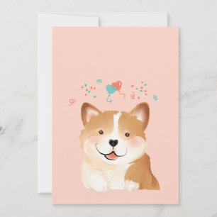 Corgi Butt Pet Hund Illustration Porträtt Tack Kort