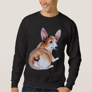 Corgi Butt Sumie och Watercolor Painting 754 Lång Ärmad Tröja