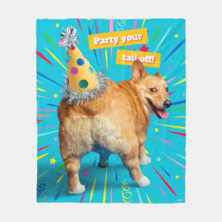 Corgi Byx födelsedagshatt Fleecefilt