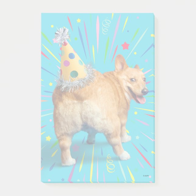 Corgi Byx Födelsedagsmössa Post-it Block (Framsida)