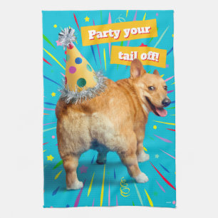 Corgi Byxthatt Födelsedagshatt Kökshandduk
