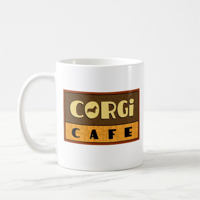 Corgi Cafe | Pembroke Welsh Corgi | Hund älskare Kaffemugg (Vänster)