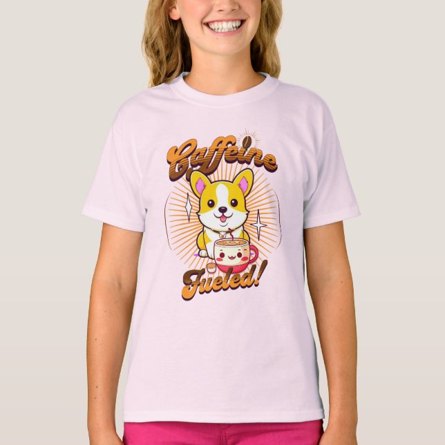 CORGI CAFFEINE FUELED! T SHIRT (Framsida)