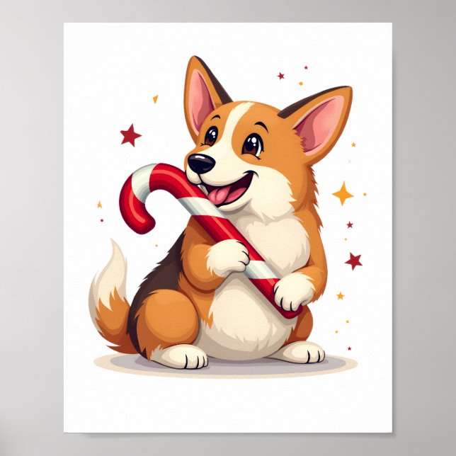 Corgi Candy Cane Joy Poster (Framsidan)