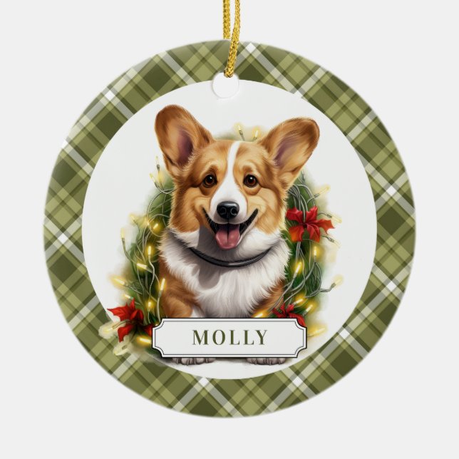 Corgi Ceramic Circle Ornament (Framsidan)