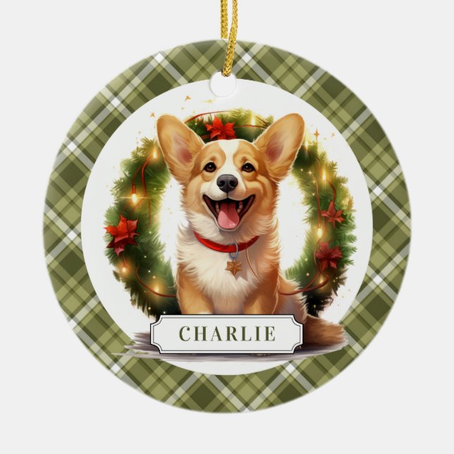 Corgi Ceramic Circle Ornament (Framsidan)