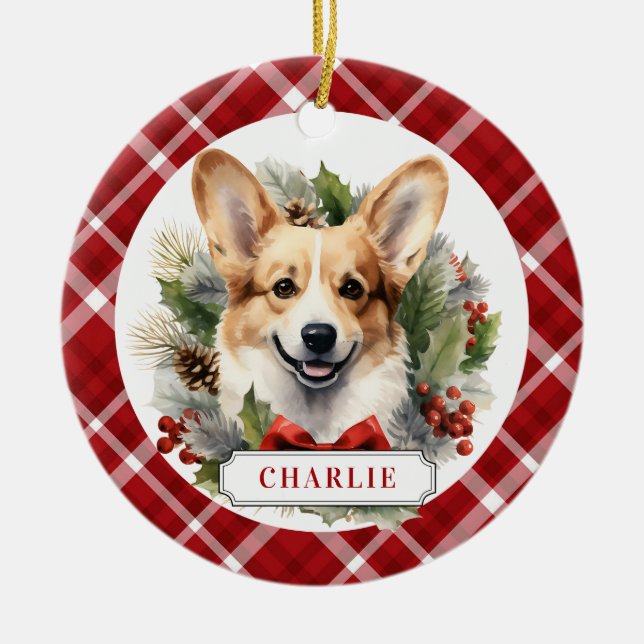 Corgi Ceramic Circle Ornament (Framsidan)