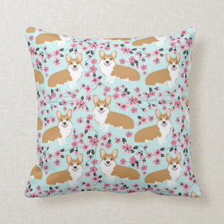 Corgi Cherry Blommar Pillow Kudde