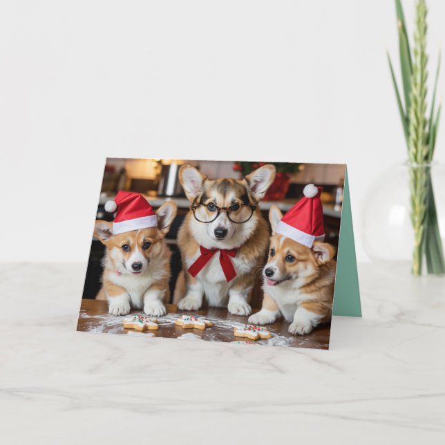 Corgi Christmas Cookie Card Kort (Framsida)