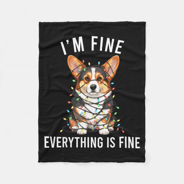 Corgi Christmas I'm Fine Everything Is Fine  Fleecefilt (Framsidan)