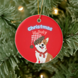 Corgi Christmas in July Ornament