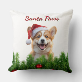 Corgi Christmas Throw Pillow – Santa Paws Design Kudde