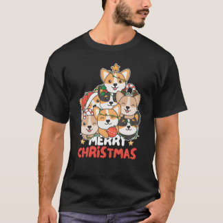 Corgi Christmasree God jul gift T Shirt