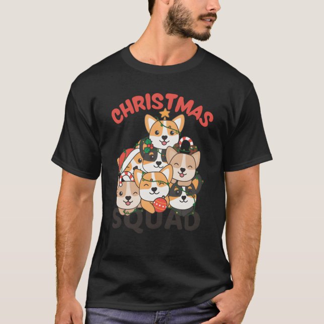 Corgi Christmasree-vän Hundar på julporget T Shirt (Framsida)
