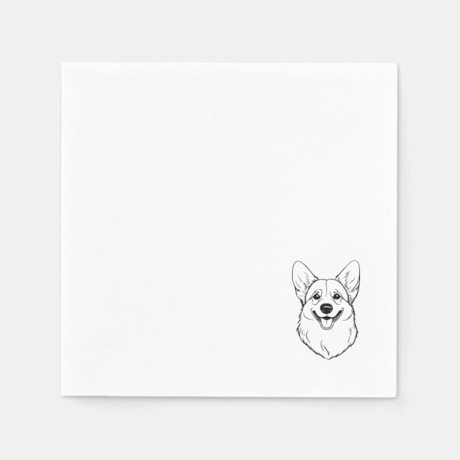 Corgi Cocktail Napkin Pappersservett (Framsidan)