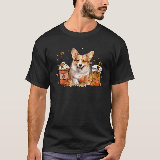 Corgi Coffee Warm Mysigt Fall Autumn Vibes T Shirt (Framsida)