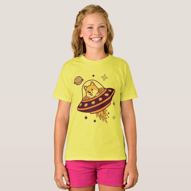 Corgi Commander and the Ramen Rocket T Shirt (Hel framsida)
