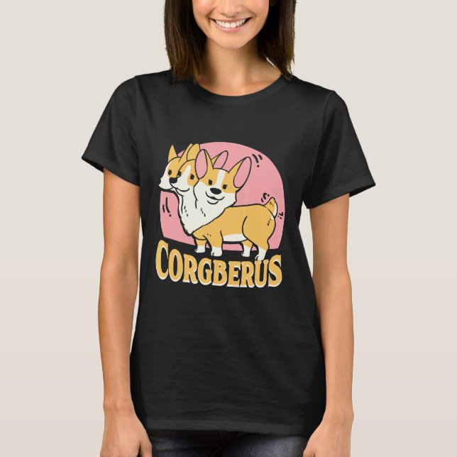 Corgi Corgberus Kort Hund Pun T Shirt (Framsida)