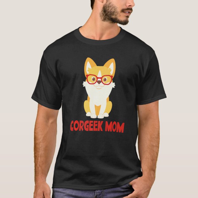 Corgi Corgeek Mamma Valp Hund Damer T Shirt (Framsida)