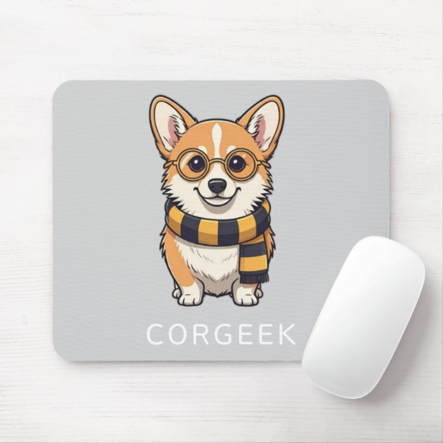 Corgi Corgeek on Light Grått | Hund älskare Gift Musmatta (Med mus)