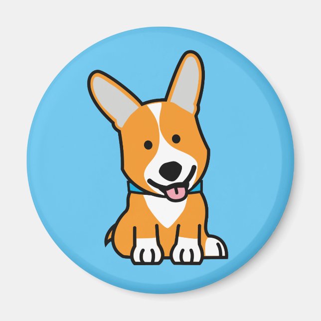 Corgi Corgis hund puppy doggy lycklig Pembroke Wel Magnet (Framsidan)