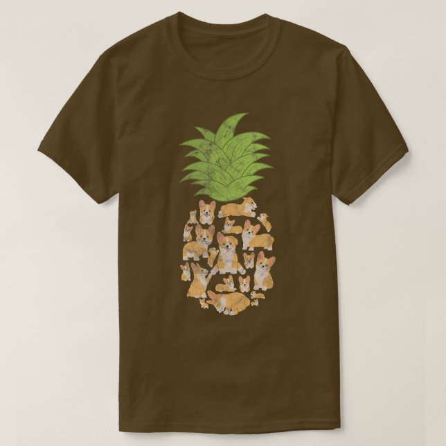 Corgi Corgis Pineapple Hund älskare Distress T Shirt (Design framsida)