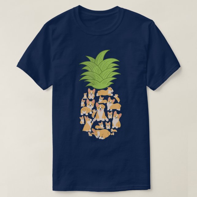 Corgi Corgis Pineapple Hund älskare T Shirt (Design framsida)