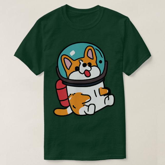Corgi Cosmonaut Hund älskare Puppy Retro T Shirt (Design framsida)