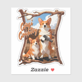 Corgi Country – Rolig Corgi T-shirt, Rustik Americ Klistermärken