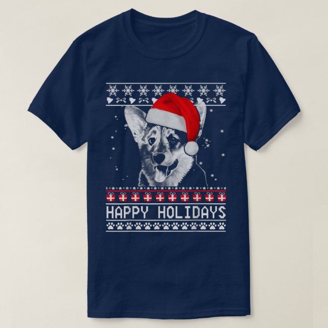 Corgi Cute Glad helg jul, Hund älskare Julafton T Shirt (Design framsida)