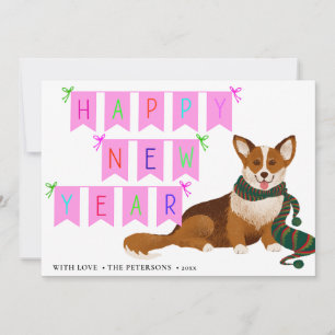 CORGI Cute GOTT NYTT ÅR med band Julkort