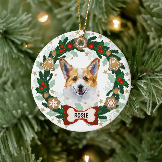 Corgi Cute Hund jul Cute Hund Cookie WAN Julgransprydnad Keramik (Träd)