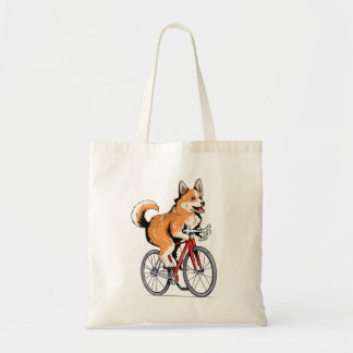 Corgi cyklar på cykel söt cyklist tygkasse