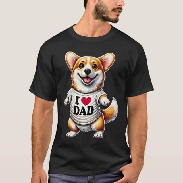 Corgi Dad I Love Dad Corgi Lover T Shirt (Framsida)