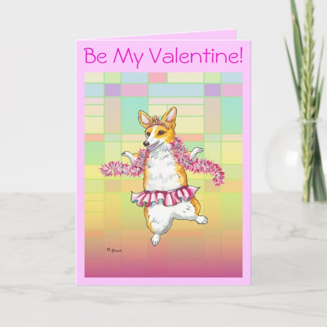 Corgi Dancing Ballerina Valentine Helgkort (Framsida)