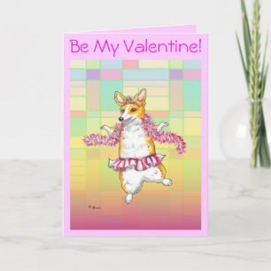 Corgi Dancing Ballerina Valentine Helgkort