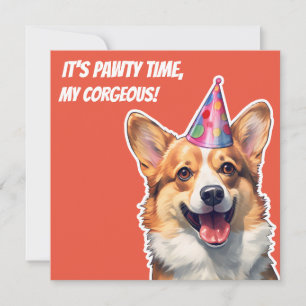 Corgi Det är Födelsedagsfest tid för min fantastis Inbjudningar