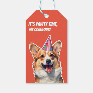 Corgi Det är Födelsedagsfest tid för min fantastis Presentetikett