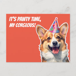 Corgi Det är Födelsedagsfest tid för min fantastis Vykort