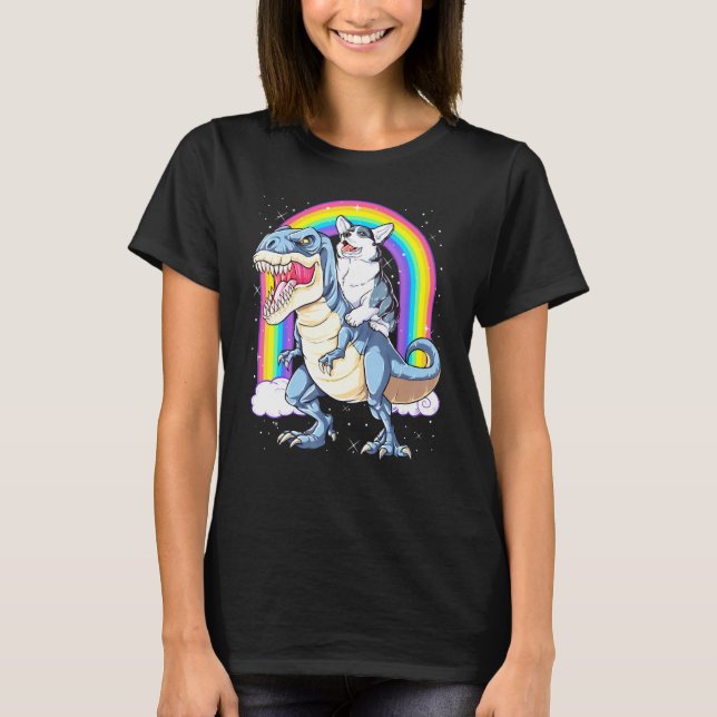 Corgi Dinosaur Hbt Stolthet T Shirt (Framsida)