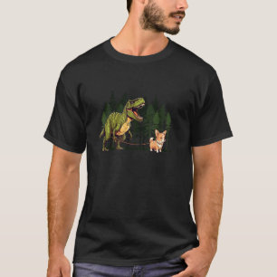 Corgi Dinosaur T-Rex Går Rolig Hund Trex Män Ki T Shirt