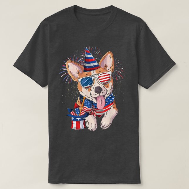 Corgi Dog American Flag Dog Lover Costume Funny 4t T Shirt (Design framsida)