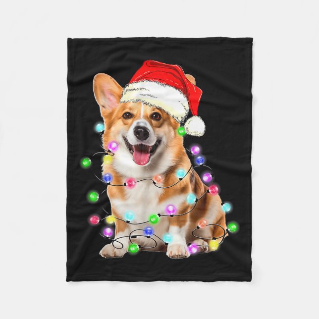 Corgi Dog Christmas Lights Pajama Funny  Fleecefilt (Framsidan)