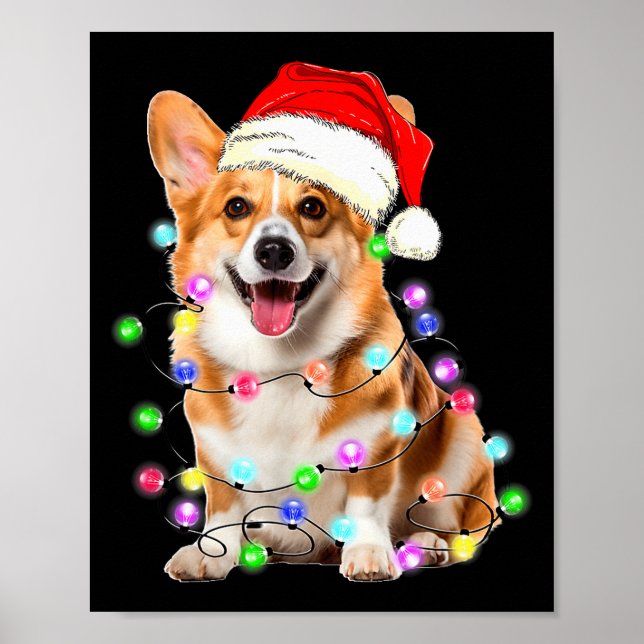 Corgi Dog Christmas Lights Pajama Funny  Poster (Framsidan)