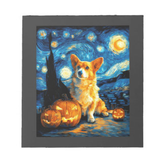 Corgi Dog Lovers Painting of van gogh starry night Anteckningsblock