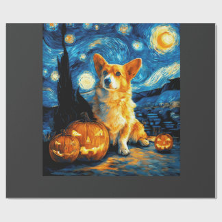 Corgi Dog Lovers Painting of van gogh starry night Presentpapper